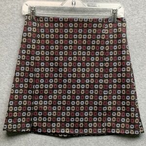Vtg Originality Mini Aline Slit Skirt Y2K Size M Black Daisy Indie Sleeze Boho
